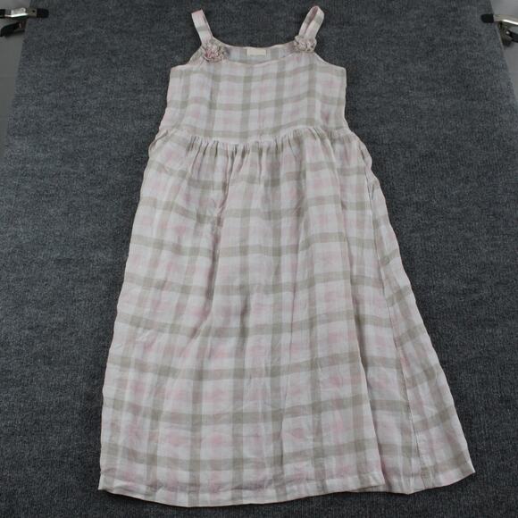 CP Shades Dress Small Hazel Linen Plaid Gingham Midi Casual Romantic Feminine - Picture 1 of 8
